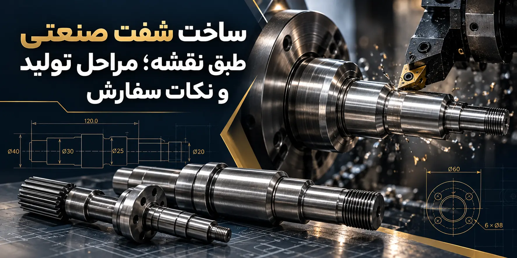 ساخت شفت صنعتی طبق نقشه؛ مراحل تولید و نکات سفارش